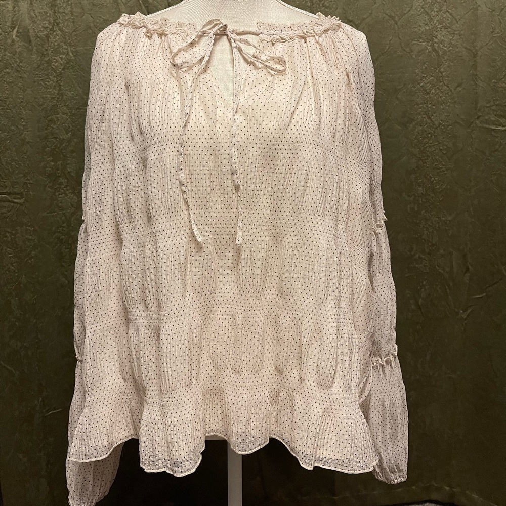 Blue pepper pirate peasant blouse